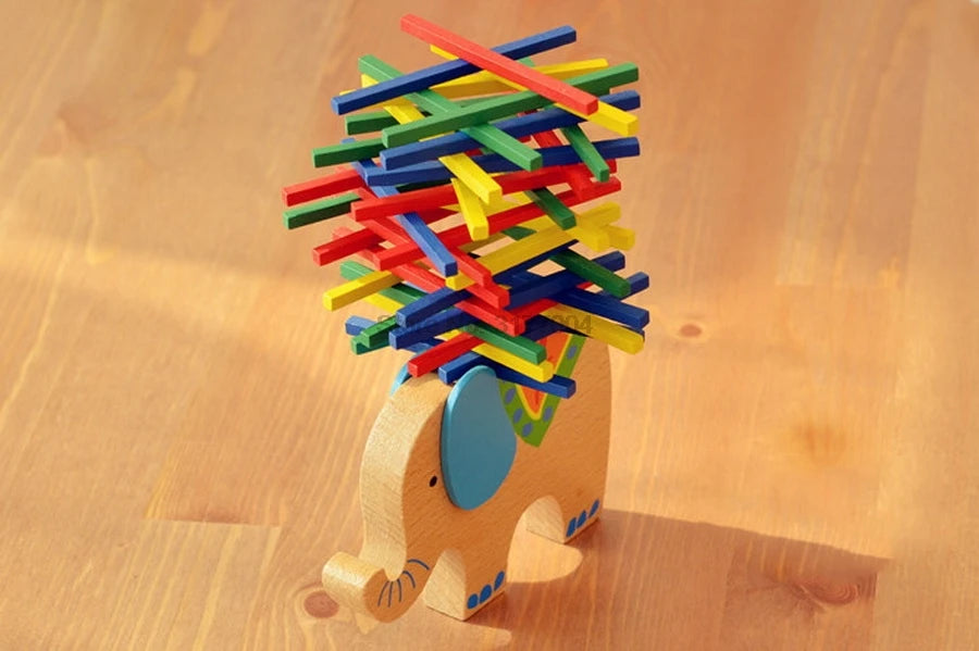 Wondermonti Elephant & Camel Balancer: Wood Block Balancing Toy Set