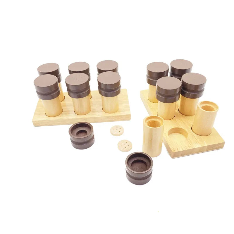 Wondermonti Sensory Experience: Montessori Wooden Smelling Cylinders Set