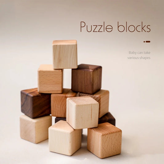 Wondermonti Nordic Blocks: Exquisite Wooden Cube Set for Creative Stacking Play