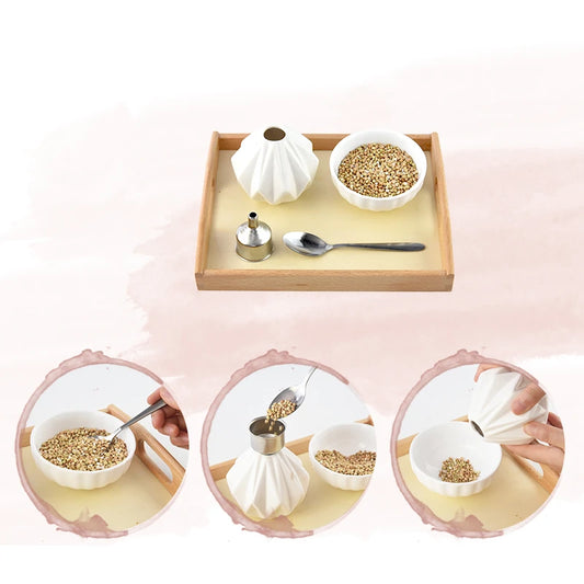 Wondermonti Skill Builder: Montessori Life Skills Set for Pouring, Spooning, and Clipping