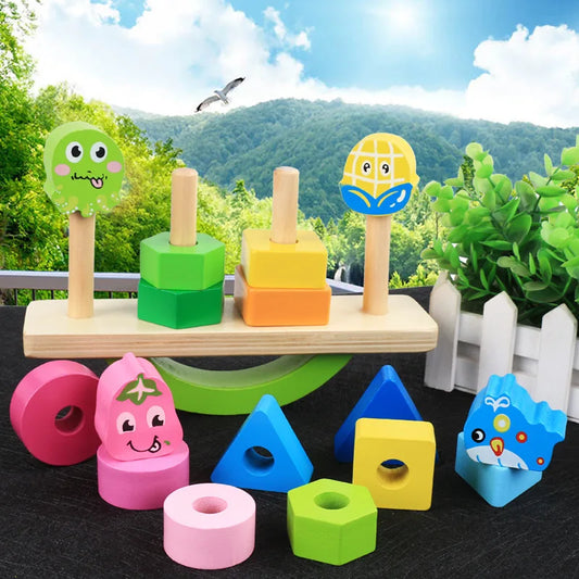 Wondermonti Color Quest: Wooden Animal & Fruit Shape Coordination Set