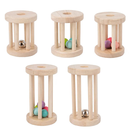 Wondermonti Music Roller: Montessori Wooden Bell Toy for Infant Sound & Sensory Play
